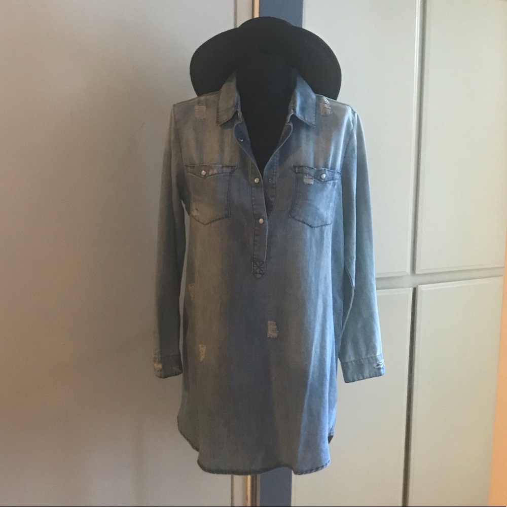 Distressed Denim Shirtdress